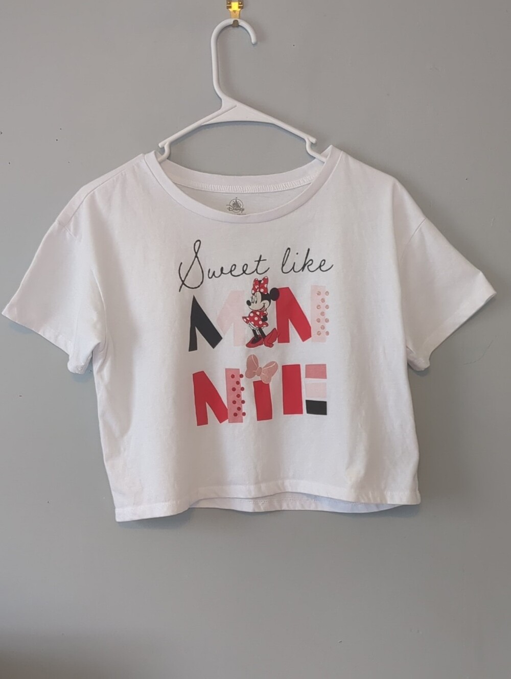 Disney 'Sweet Like Minnie' White Boxy Cropped Tee Youth (XL- 14) Adult (Xs/Sm/M)